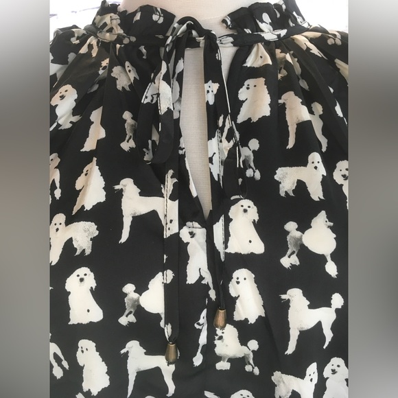NWT Entro Puppy Love black/white poodle pattern blouse - Picture 3 of 4